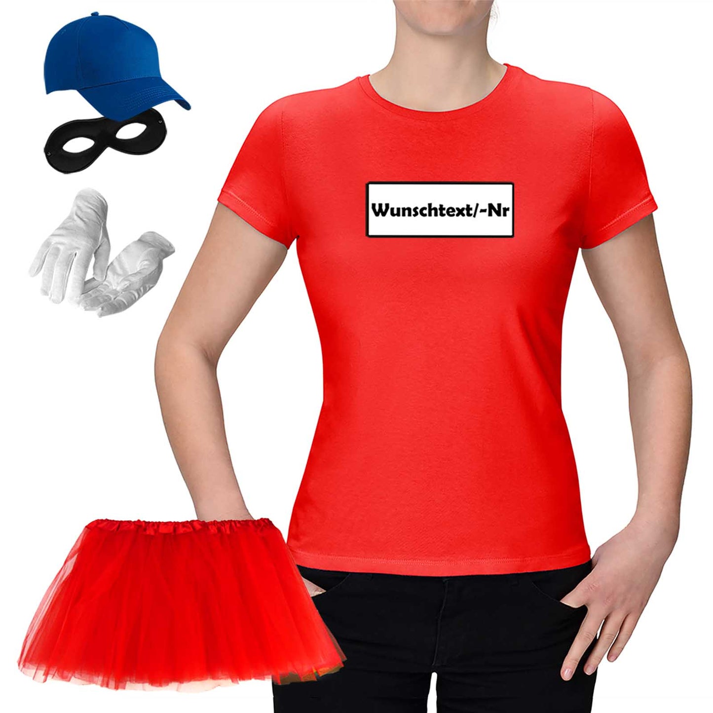 T-Shirt Panzerknacker Kostüm-Set mit Tütü Damen - Jimmys Karneval