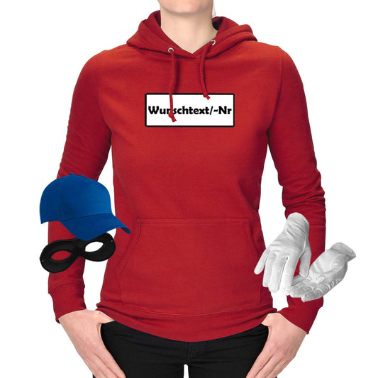 Hoodie Panzerknacker Kostüm-Set Damen mit Wunschnummer - Jimmys Karneval